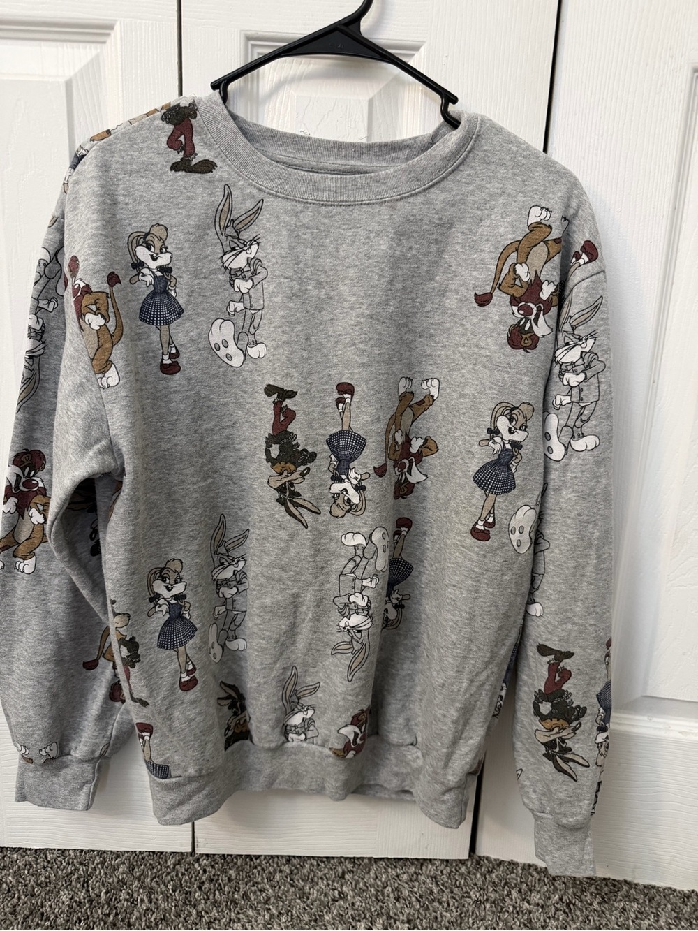 Gray Cartoon-Print Crewneck Sweater - Men